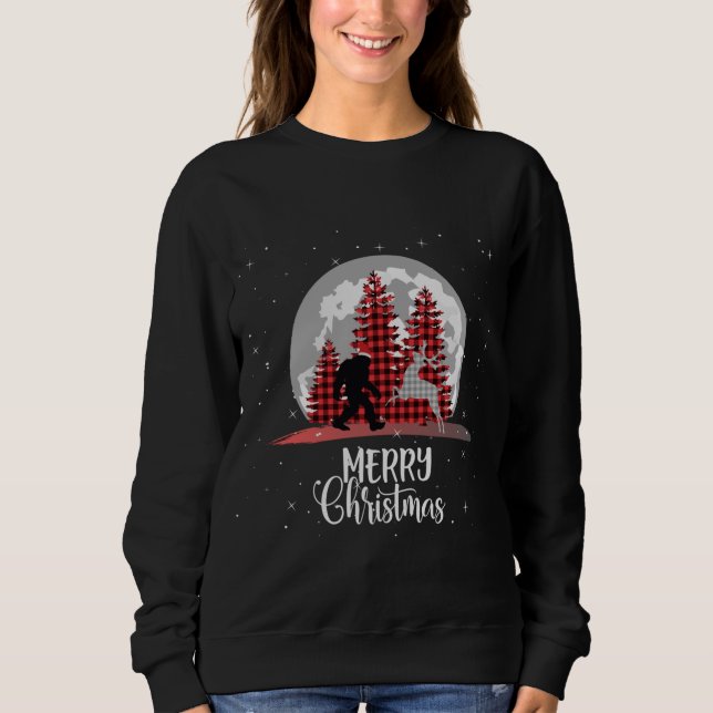 Bigfoot Buffalo Karierten Weihnachtsbaum Moon und  Sweatshirt (Vorderseite)