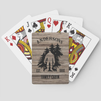 Bigfoot Cabin Rustic Wood Family Individuelle Name Spielkarten