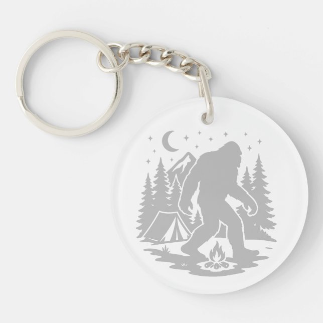 Bigfoot Camping Acrylic Keychain (Devant)