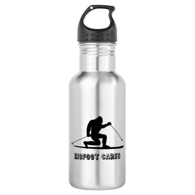 Bigfoot Cares Telemark Skifahren Edelstahlflasche (Vorderseite)