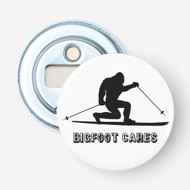 Bigfoot Cares Telemark Skifahren Flaschenöffner (Vorderseite)