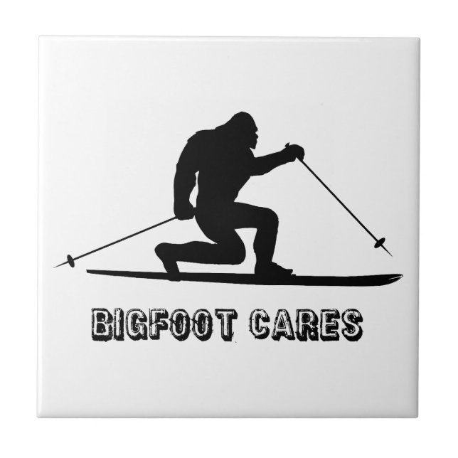 Bigfoot Cares Telemark Skifahren Fliese (Vorderseite)