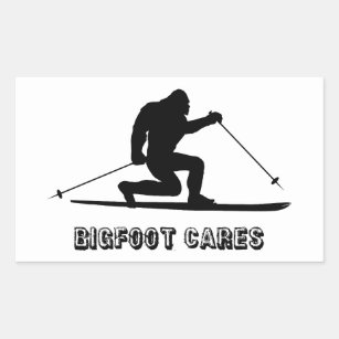 Bigfoot Cares Telemark Skifahren Rechteckiger Aufkleber