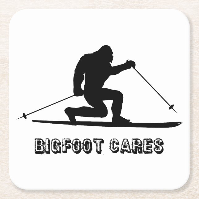 Bigfoot Cares Telemark Skifahren Rechteckiger Pappuntersetzer (Vorderseite)