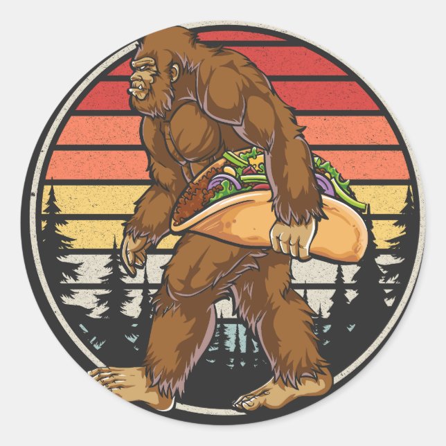Bigfoot Carry Taco Runder Aufkleber (Vorderseite)