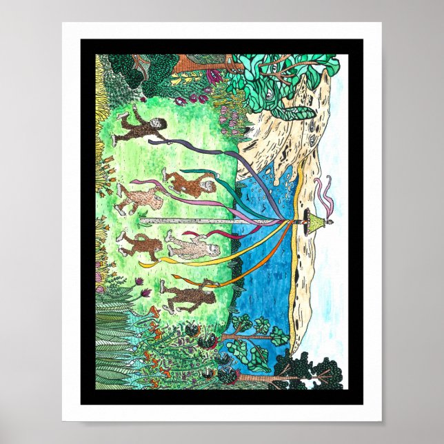 Bigfoot children dancing around a maypole poster (Vorne)
