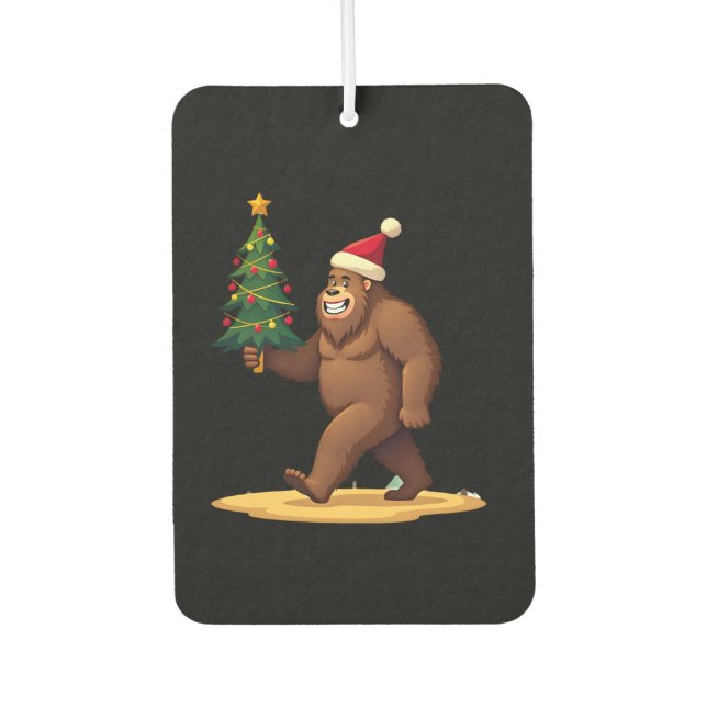 Bigfoot Christmas Tree Santa Hat (1) Autolufterfrischer (Vorderseite)