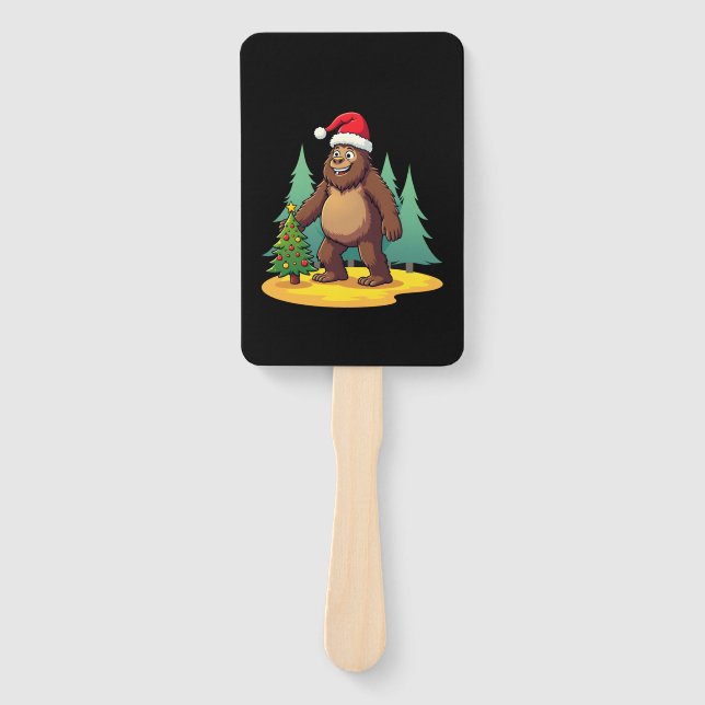 Bigfoot Christmas Tree Santa Hat (2) Fächer (Vorderseite)