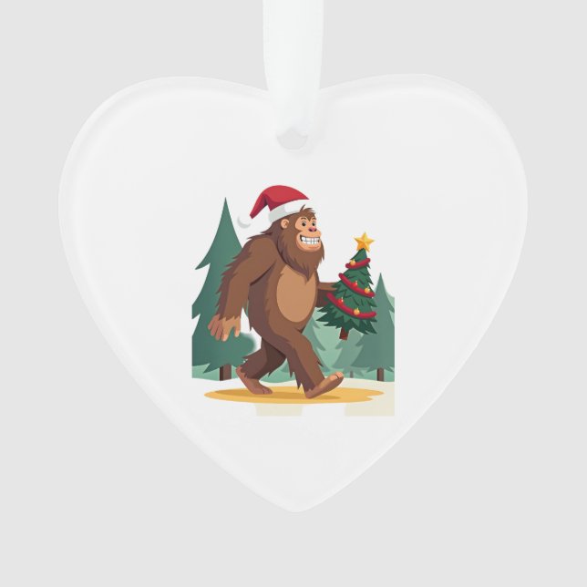 Bigfoot Christmas Tree Santa Hat (2) Ornament (Vorderseite)