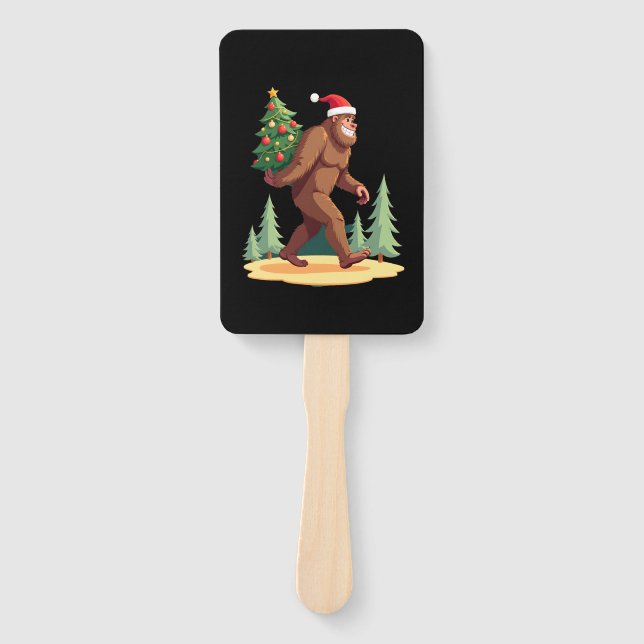 Bigfoot Christmas Tree Santa Hat Fächer (Vorderseite)