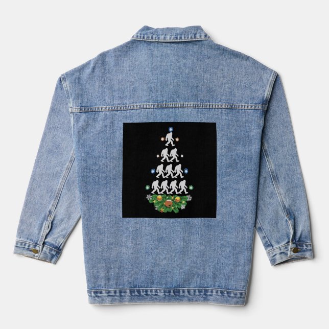 Bigfoot Christmas Tree Sasquatch Santa Lovely Jeansjacke (Rückseite)