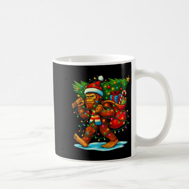 Bigfoot Christmas Tree Xmas Sasquatch Funny Lights Kaffeetasse (Rechts)