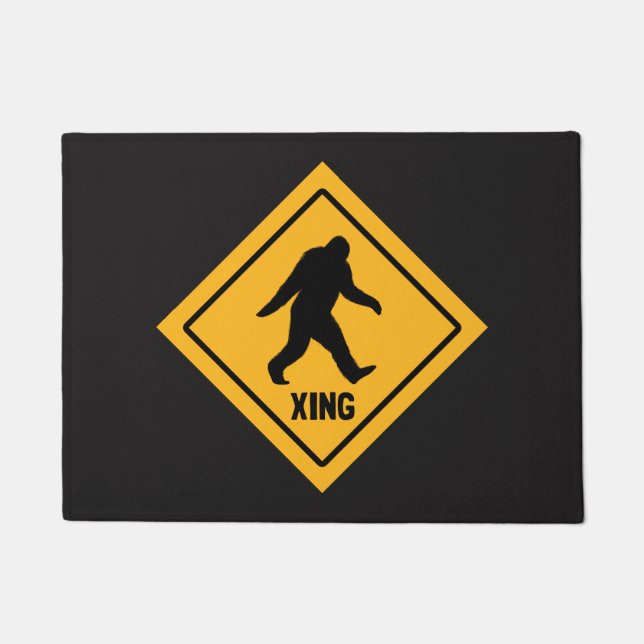 Bigfoot Crossing | Sasquatch Xing Sign | Platz Fußmatte (Vorderseite)