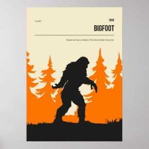 Bigfoot Cryptid Minimal Retro Cryptozoology Poster