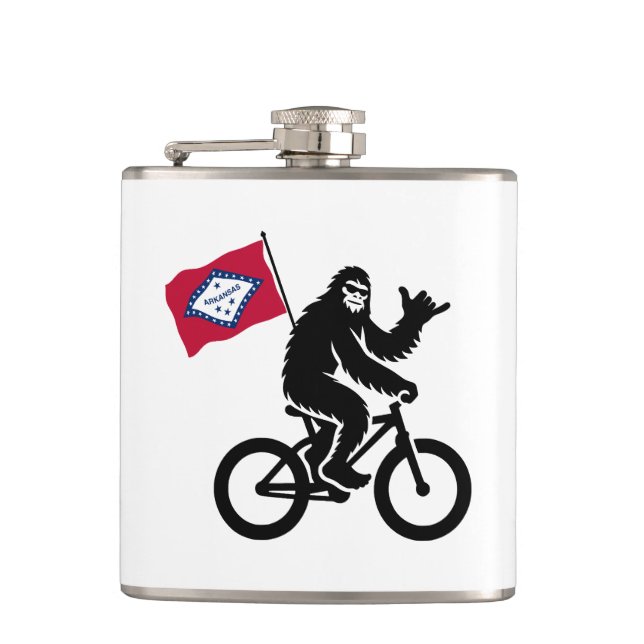 Bigfoot Cycling Arkansas Flag Flachmann (Vorderseite)