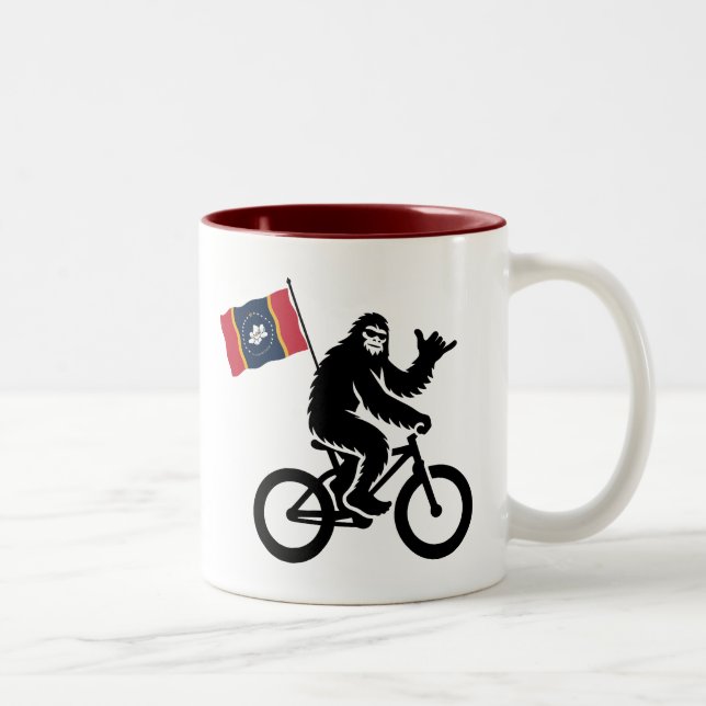 Bigfoot Cycling Mississippi Flag Zweifarbige Tasse (Rechts)