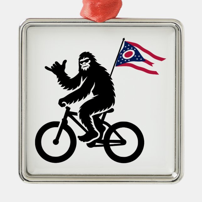 Bigfoot Cycling Ohio Flag Ornament Aus Metall (Vorne)