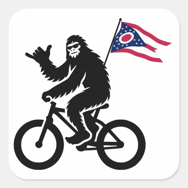 Bigfoot Cycling Ohio Flag Quadratischer Aufkleber (Vorderseite)