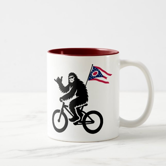Bigfoot Cycling Ohio Flag Zweifarbige Tasse (Rechts)