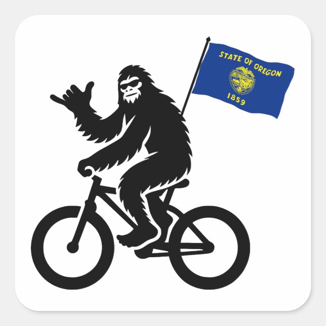 Bigfoot Cycling Oregon Flag Quadratischer Aufkleber (Vorderseite)