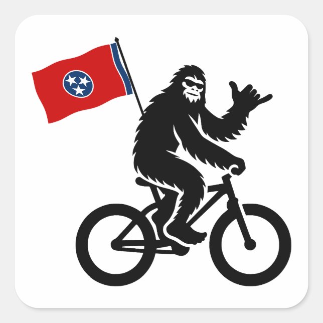 Bigfoot Cycling Tennessee Flag Quadratischer Aufkleber (Vorderseite)