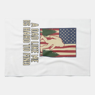 Bigfoot Dad Vintage American Flag Shirt Design_1 Geschirrtuch