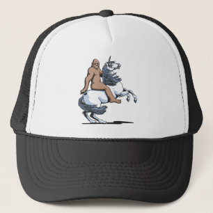 Bigfoot, der ein Einhorn reitet Truckerkappe