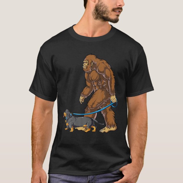 Bigfoot Dog Dackel Walk Men Women Sasquatch Lov T-Shirt (Vorderseite)