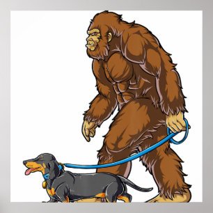 Bigfoot Dog Walk Dackel T Sasquatch Kinder Männer Poster