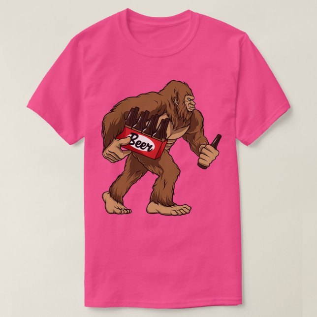 Bigfoot Drink Beer Funny Sasquatch Yeti T-Shirt (Design vorne)