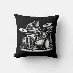 Bigfoot Drummer Sasquatch Playing Drums Musician B Kissen