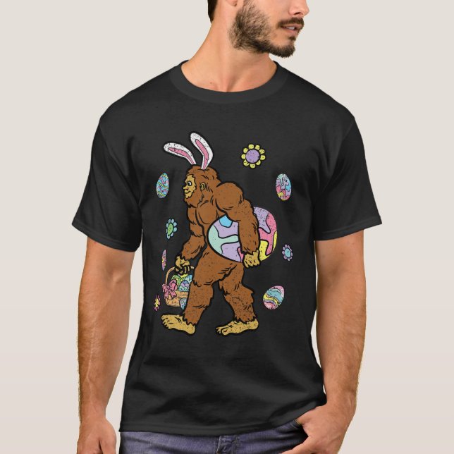Bigfoot Egg Jagen Osterfest Sonnige Ohren Frühling T-Shirt (Vorderseite)