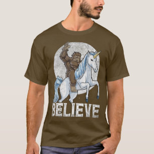 Bigfoot Einhorn Glauben Lustige Männer Frauen Vint T-Shirt