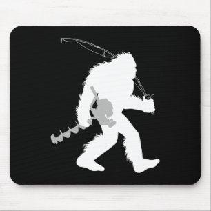 Bigfoot-Eisfischen Yeti-Angler beim Bohren A Mousepad
