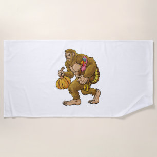 Bigfoot Erntedank Steals Turkey & Pumpkin Hide_ Strandtuch