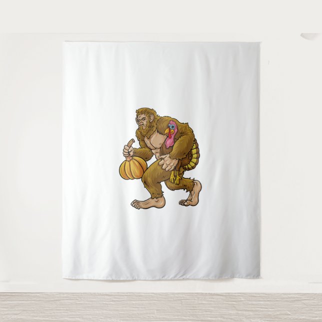 Bigfoot Erntedank Steals Turkey & Pumpkin Hide_ Wandteppich (Vorderseite)