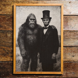 Bigfoot Et Abraham Lincoln Mur Vintage Impression