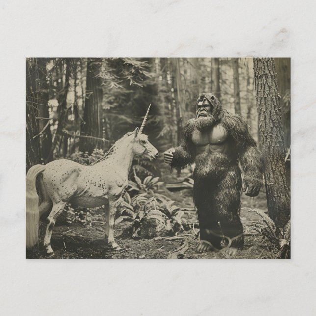 Bigfoot et une carte postale Unicorn (Devant)