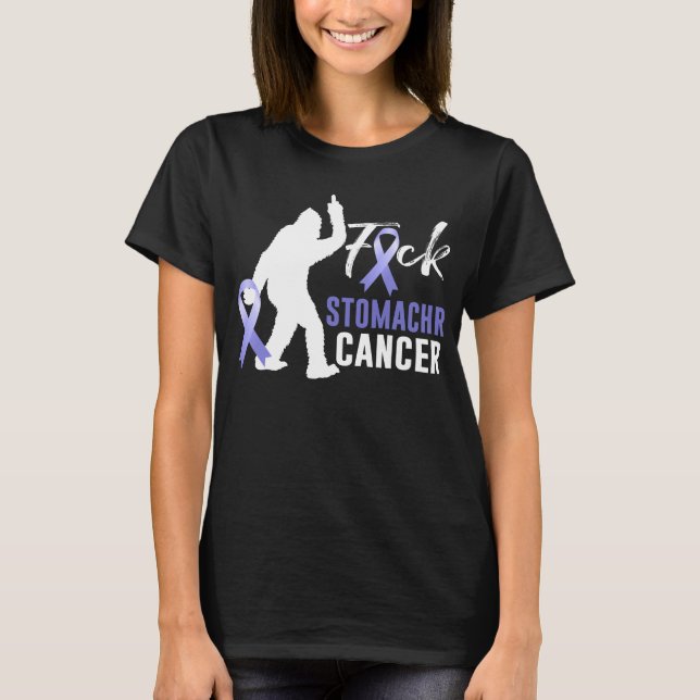 Bigfoot F.uck Stomach Cancer Periwinkle Ribbon T-Shirt (Vorderseite)