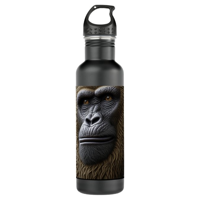 Bigfoot Face Close | Gorilla, Skunk Ape Edelstahlflasche (Vorderseite)