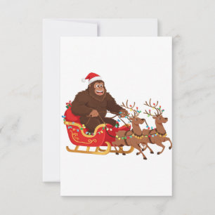 Bigfoot fährt mit einem Weihnachtsschlitten durch  Dankeskarte