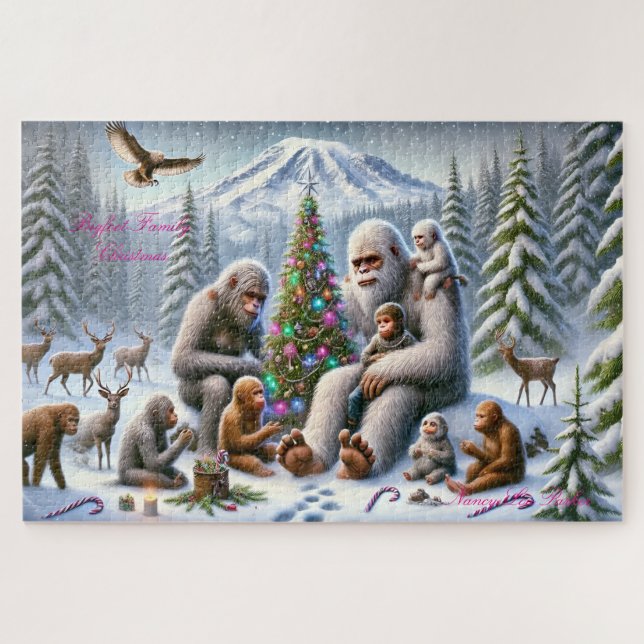 Bigfoot Familie Christmas Mt Rainier (Horizontal)