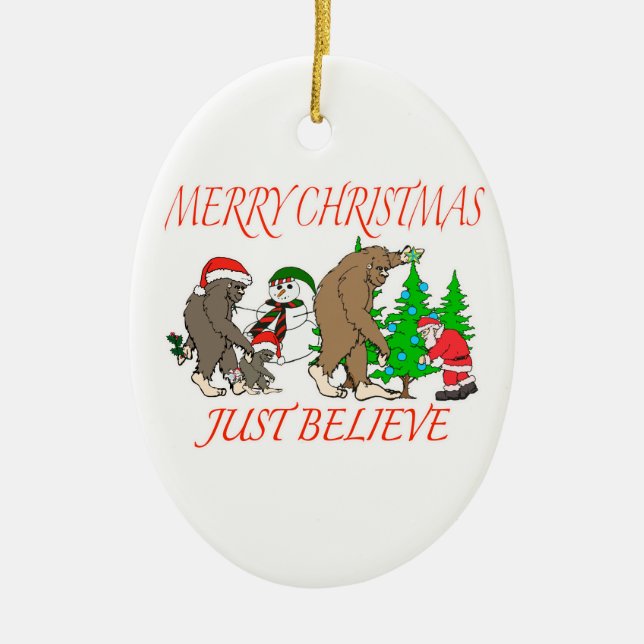 Bigfoot-Familien-Weihnachten 2 Keramik Ornament (Vorne)