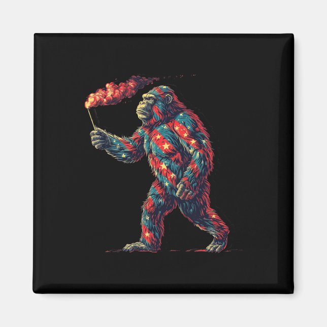 Bigfoot Feuerwerk 4. Juli Männer Sasquatch Americ Magnet (Vorne)