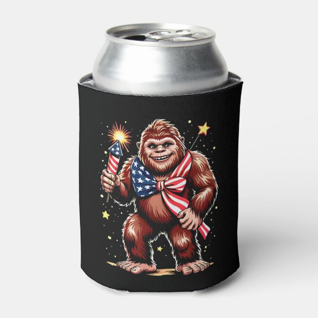 Bigfoot Feuerwerk 4. Juli Sasquatch USA Dosenkühler (Kanne Vorderseite)