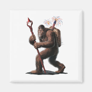 Bigfoot Feuerwerk 4. Juli USA-Flagge Sasquatch  Magnet