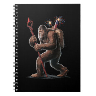 Bigfoot Feuerwerk 4. Juli USA-Flagge Sasquatch Notizblock