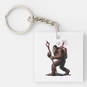 Bigfoot Feuerwerk 4. Juli USA-Flagge Sasquatch Schlüsselanhänger