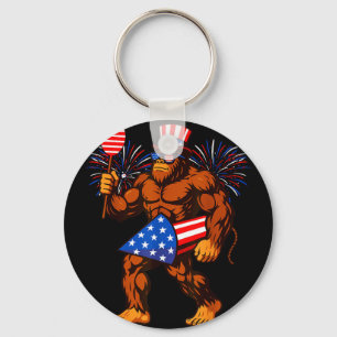 Bigfoot Feuerwerk Amerikanische Flagge Bigfoot 4.  Schlüsselanhänger