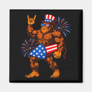 Bigfoot Feuerwerk amerikanische Flagge Sasquatch 4 Magnet